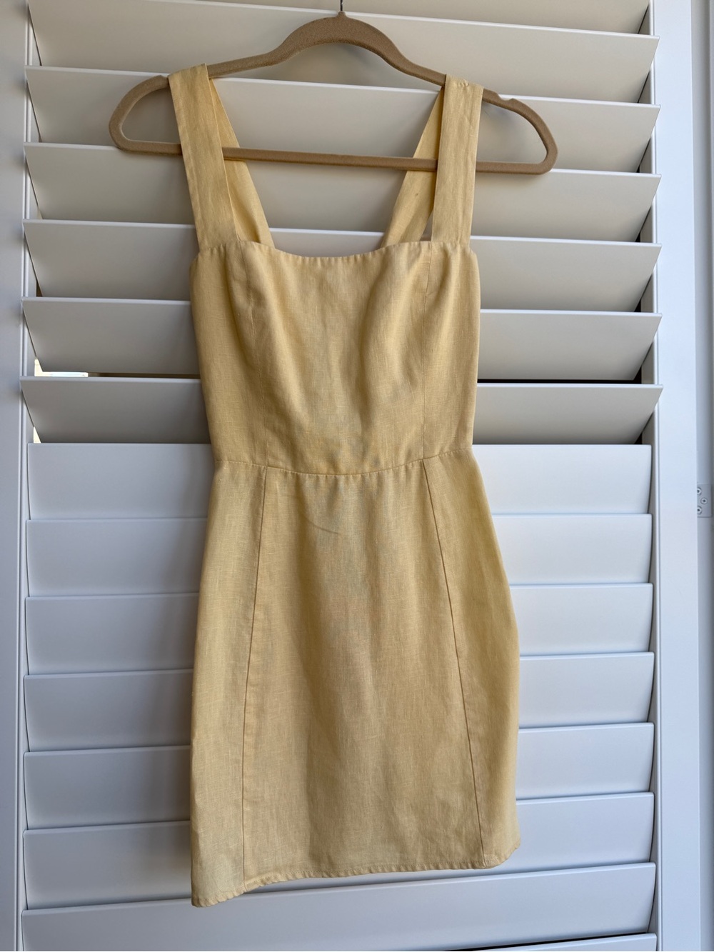 Reformation Mini Linen Dress in Pale Yellow